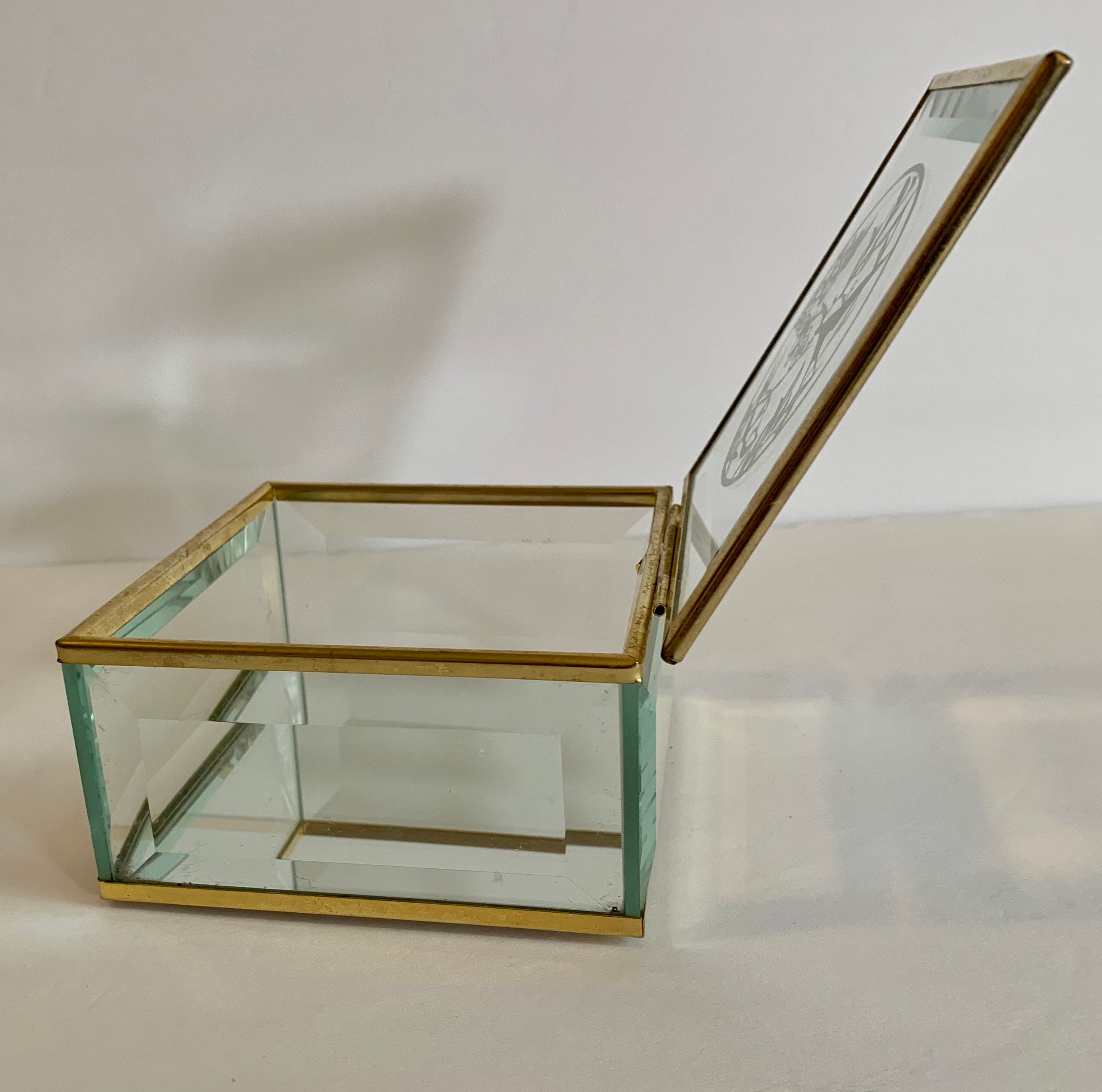 Vintage glass jewelry box vintage glass trinket box beveled Etsy