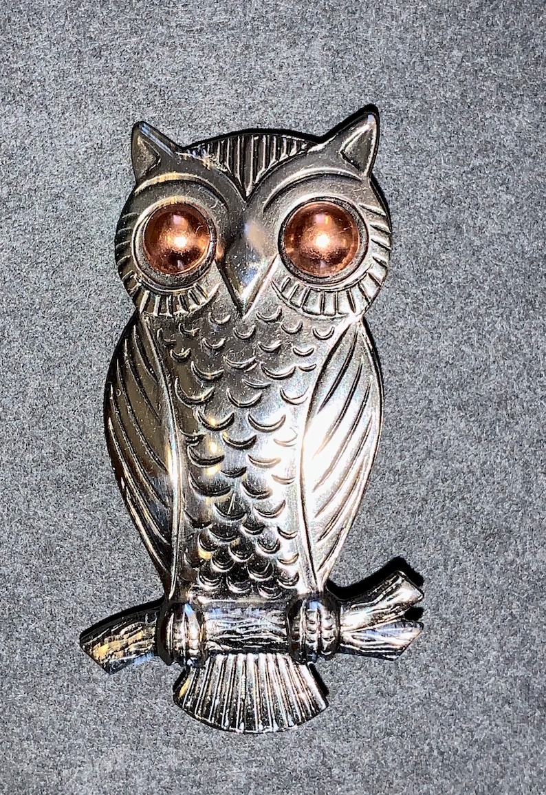 Vintage brooch Vintage silver owl pin sterling silver owl Etsy