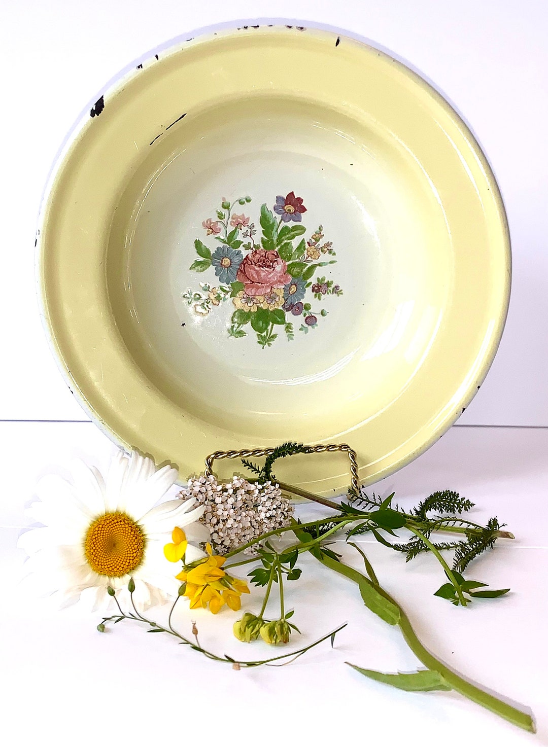 Vintage Enamel Plate Vintage Enamelware Decor Country Etsy
