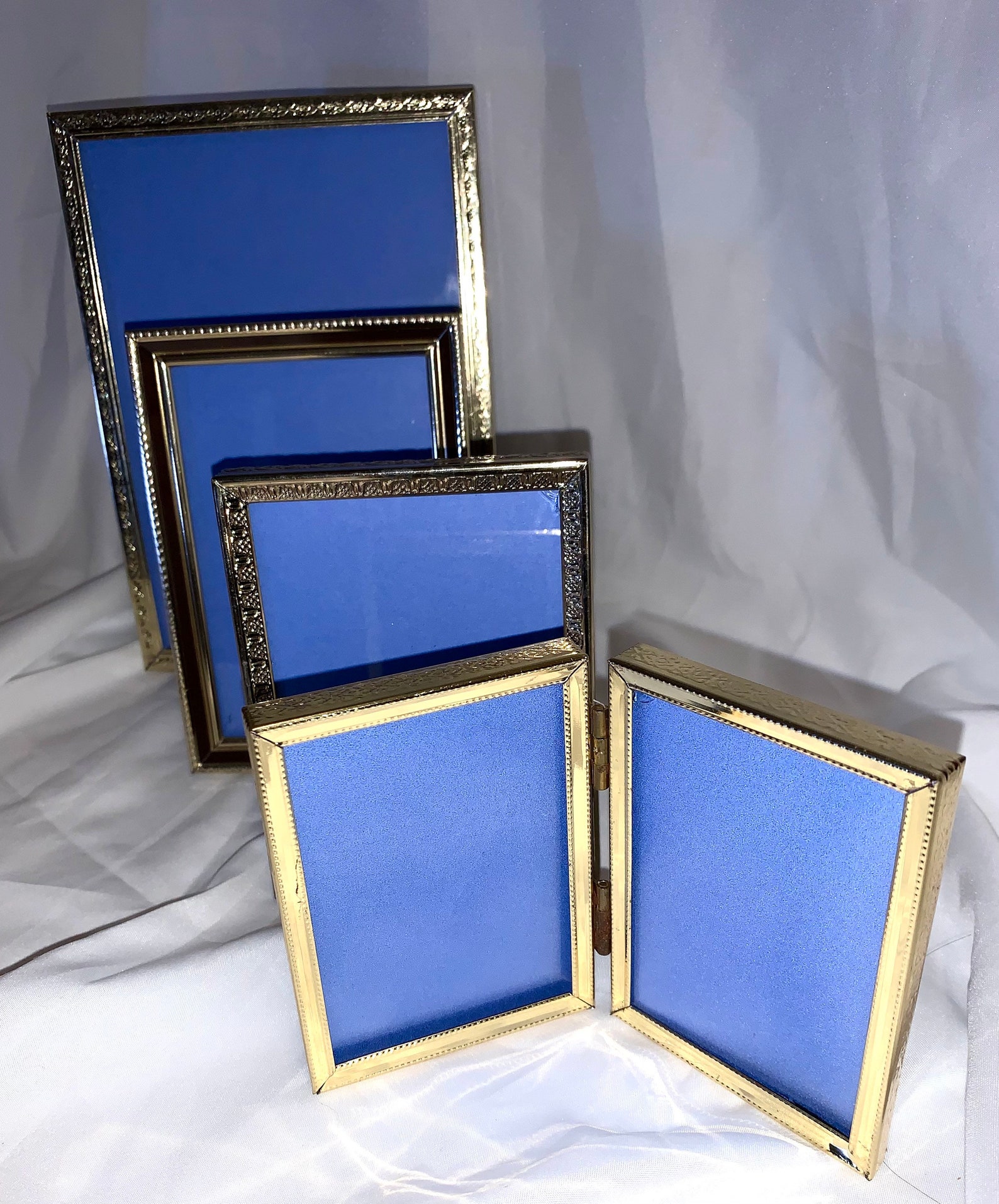 Set of vintage photo frames gold metal frame set tabletop Etsy