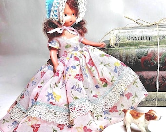 Muñeca de cuento Nancy Ann vintage, muñeca de cuento "La niña de abril", muñeca de cuento vintage de porcelana