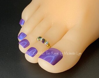 Stacking Toe Ring Tribal Toe Ring Mauve Beaded Toe Ring Stretch Bead Toe Ring Toe Rings Hippie Toe Ring