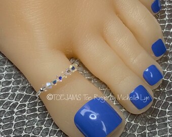 BTE 15 COLORS! Simple Swarovski Crystal Beaded Band Big Toe Ring, Elastic Stretch Toe Ring, Bride Toe Ring, Hippie Toe Ring, Big Toe Energy