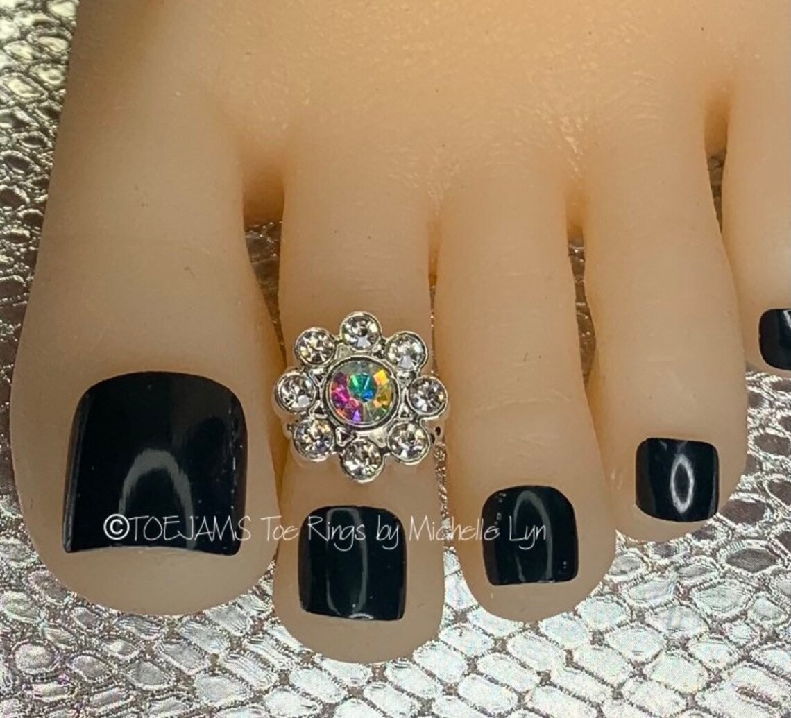 Large Crystal Daisy Toe Ring Stretch Elastic Toe Ring Beaded Etsy