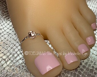 BTE Soft Antique Rose Water Pink Big Toe Energy Crystal Big Toe Ring, Elastic Stretch Beaded Toe Ring, Bride Hippie Unisex Bohemian Toe Ring