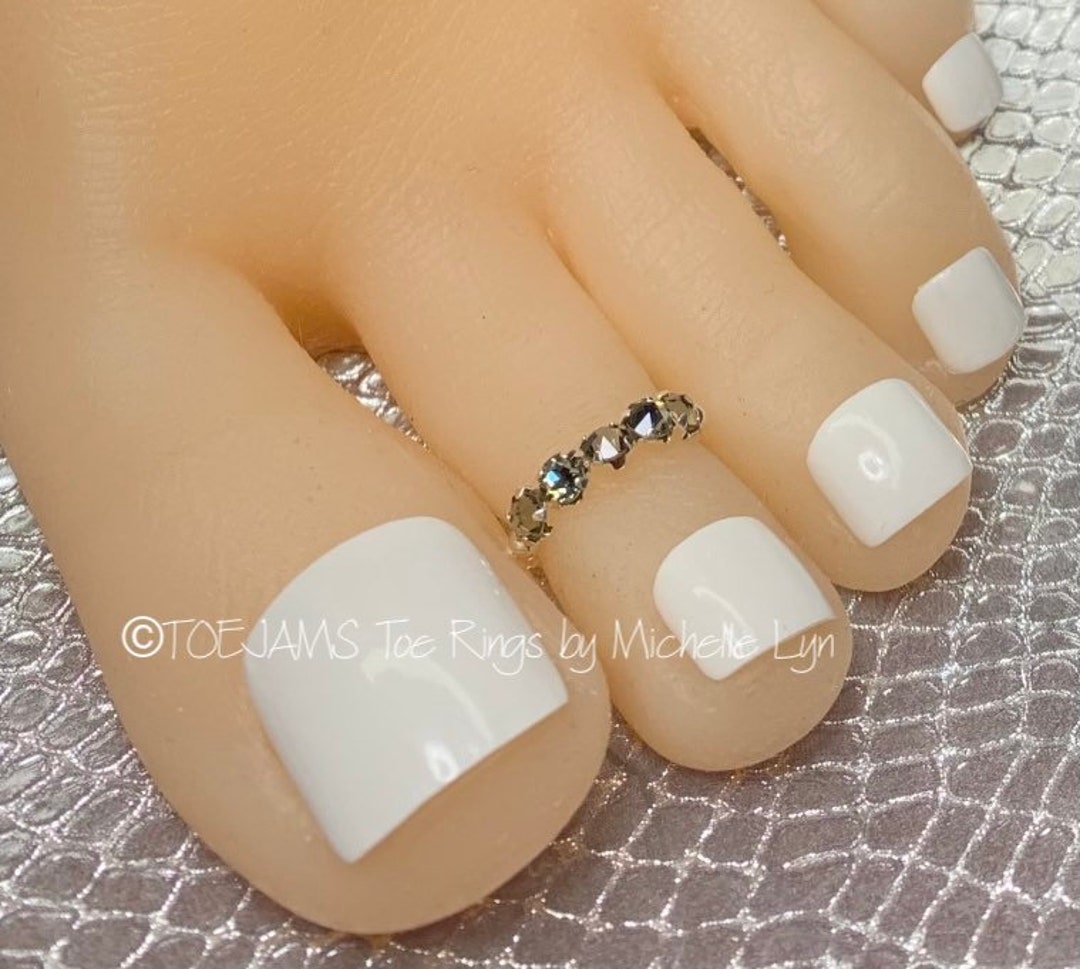 CHARCOAL GREY the Most Sparkly Crystal Ever Beaded Band Toe Ring