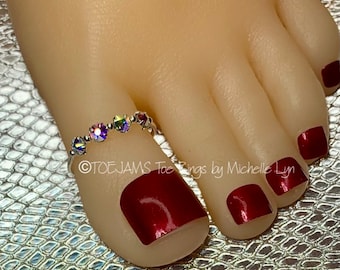 BTE Big Toe Energy Clear AB Crystal Statement Big Toe Ring, Elastic Stretch Beaded Toe Ring, Bride, Hippie, Bohemian Toe Ring
