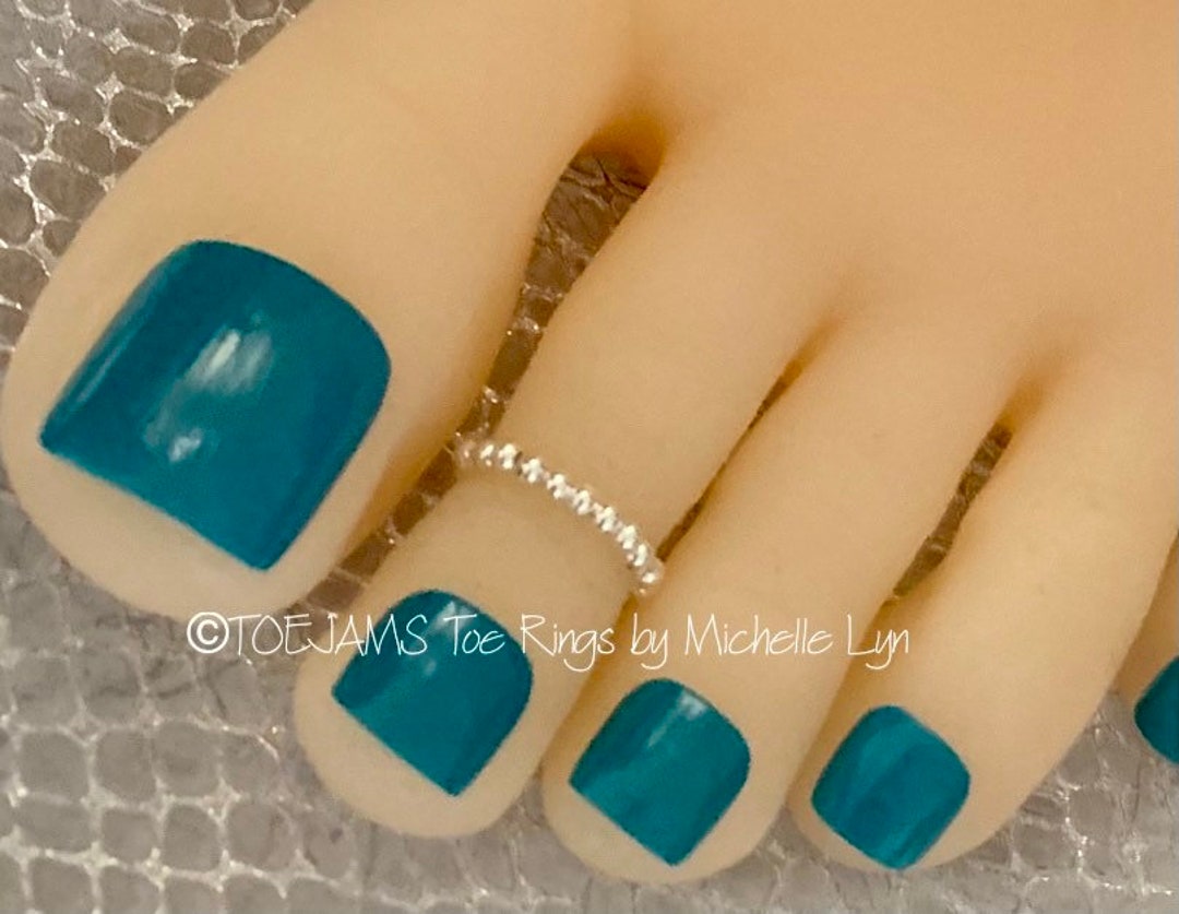 Dainty Silver Beaded Band Toe Ring, Stretch Elastic Toe Ring, Wedding