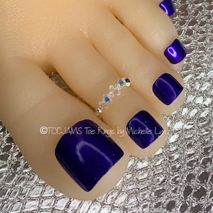 Simple Swarovski Clear AB Crystal Beaded Band Toe Ring, Elastic Stretch Toe Ring, Bride Toe Ring, Hippie Toe Ring, Midi Finger Ring