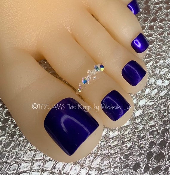 Simple Swarovski Clear AB Crystal Beaded Band Toe Ring Elastic Stretch Toe Ring Bride Toe Ring Hippie Toe Ring Midi Finger Ring