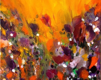 Peinture acrylique Motif Fleurs  couleur d'automne