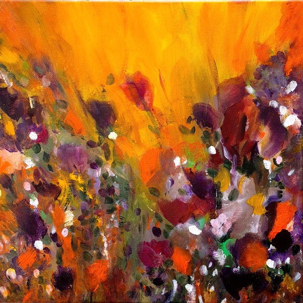 Peinture acrylique Motif Fleurs  couleur d'automne