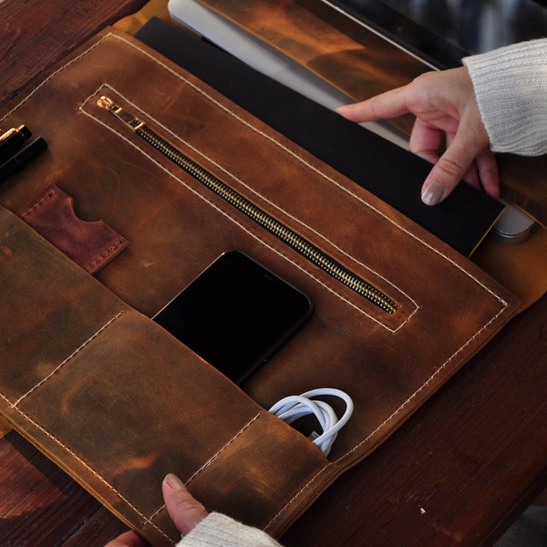 Leather Laptop Case Etsy