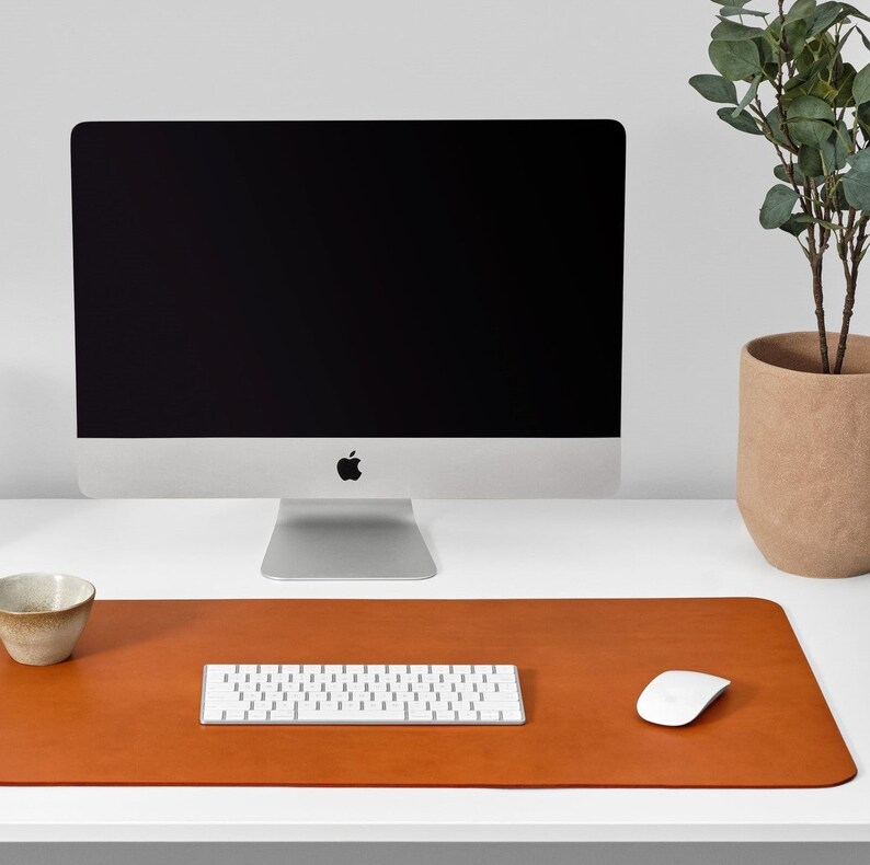 Personalized Leather Desk Mat desktop mat for pc. Handmade Etsy