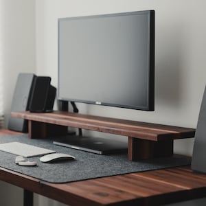 Personalized Gray Desk Pad / Laptop Mat / Desk Mat / Office Decor / Computer Accessories / Wool Felt Mat /Leather Mat