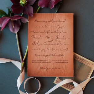 FREE Design Genuine Leather Wedding Invitation / Custom Laser Engraved Wedding Invitation / image 2