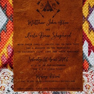 FREE Design Genuine Leather Wedding Invitation / Custom Laser Engraved Wedding Invitation / image 3