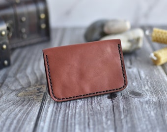 Minimalist billfold Red Brick Leather Wallet