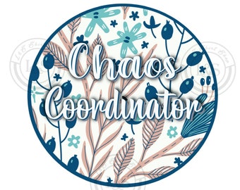 Chaos Coordinator blue round frame border floral background Clip Art PNG Digital Download transparent background