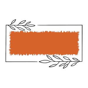 May include: A rectangular frame with a brown textured background and black floral accents on the top and bottom.