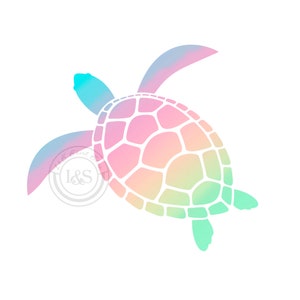 Turtle multi colored brush stroke transparent background Clip Art JPG PNG Digital Download