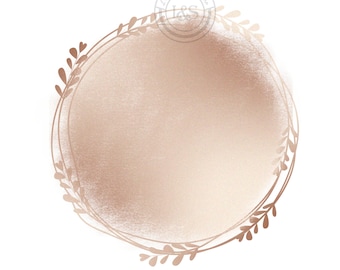 Circle Rose Gold leaf border metallic rose gold distressed brush stroke frame Clip Art PNG JPG Digital Download background