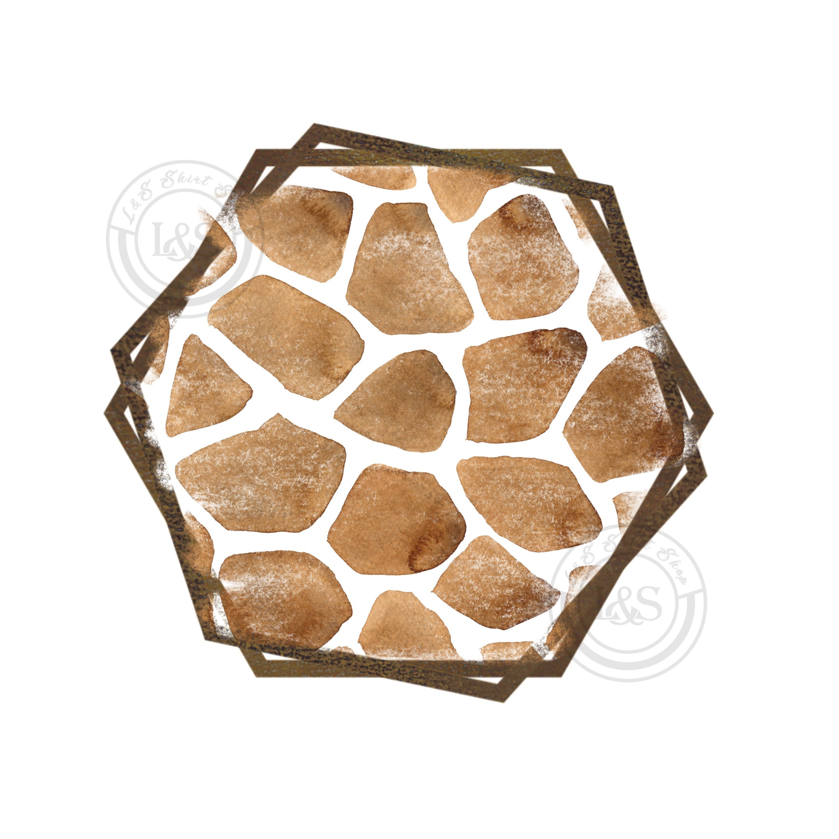 Giraffe Animal Print Background Brown Hexagon Frame Border Clip Art PNG ...