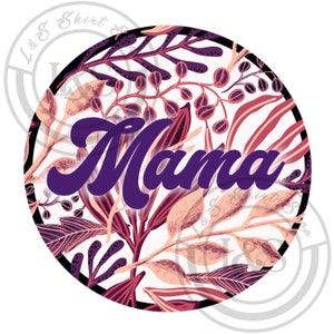 Mama multi color decorative flower black circle frame border white shadow transparent background Clip Art PNG Digital Download