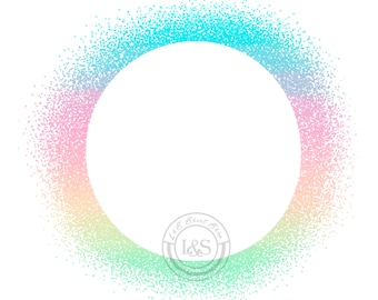 Circle rainbow confetti border multi colored rainbow frame border Clip Art PNG JPG Digital Download background