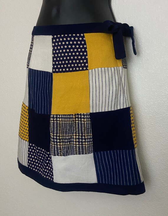 1970s Know clothes yellow blue white quilted plai… - image 3