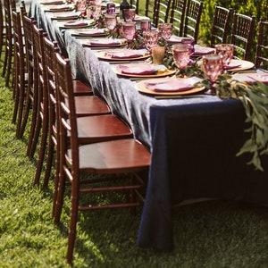 90&quot; x 156&quot; Rectangular Navy Tablecloth Crush Satin | Wedding Tablecloth