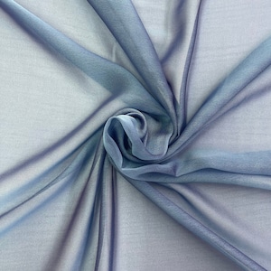 Perry Blue Poly Chiffon Silk Fabric | Fabric By The Yard 58&quot;/60&quot;