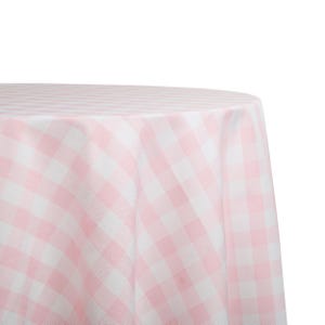 144&quot; Round Tablecloth Pink and White Check Polyester | Gingham Check Polyester Tablecloths