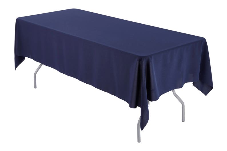 60 x 126 inch Rectangular Navy Tablecloth Polyester Wedding Tablecloth image 1