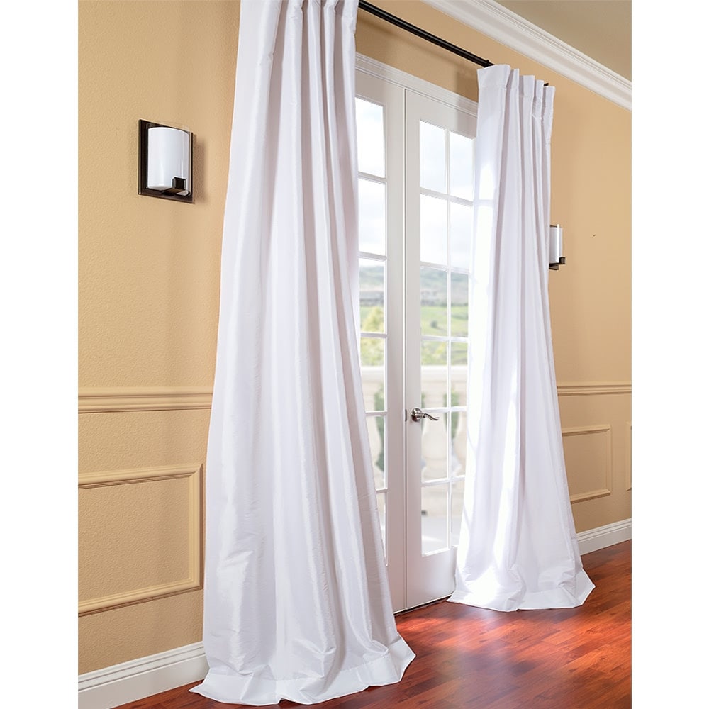 White Faux Silk Curtain Panel Two Panel Home Drapery Etsy