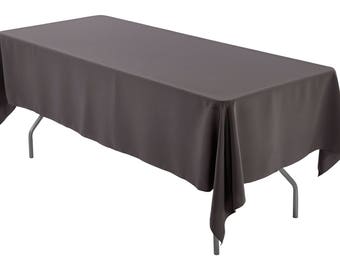 60" x 144" Rectangular Charcoal Gray Tablecloth Polyester | Wedding Tablecloth