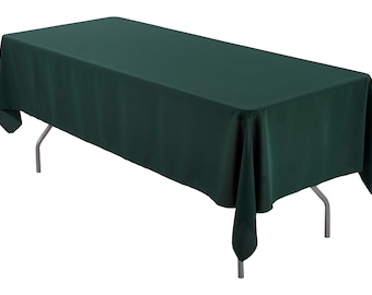 60" x 102" Rectangular Hunter Green Tablecloth Polyester | Wedding Tablecloth