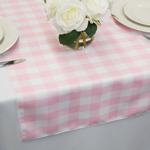 Pink and White Gingham Table Runner Wedding Table Runners Etsy