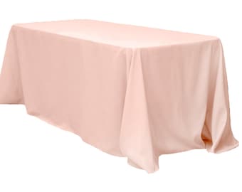 90 x 156 inch Rectangular Blush Tablecloth Polyester | Wedding Tablecloth