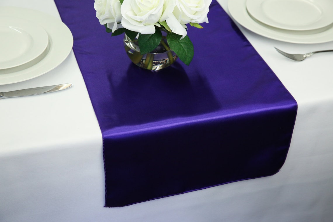 Purple Satin Table Runner Wedding Table Runners Etsy