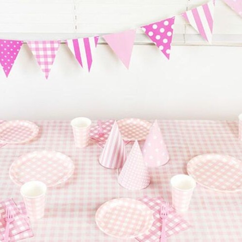 Pink and White Gingham Tablecloth Polyester Gingham Etsy