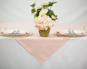 54 inch Square Blush Tablecloth Polyester | Wedding Table Overlay