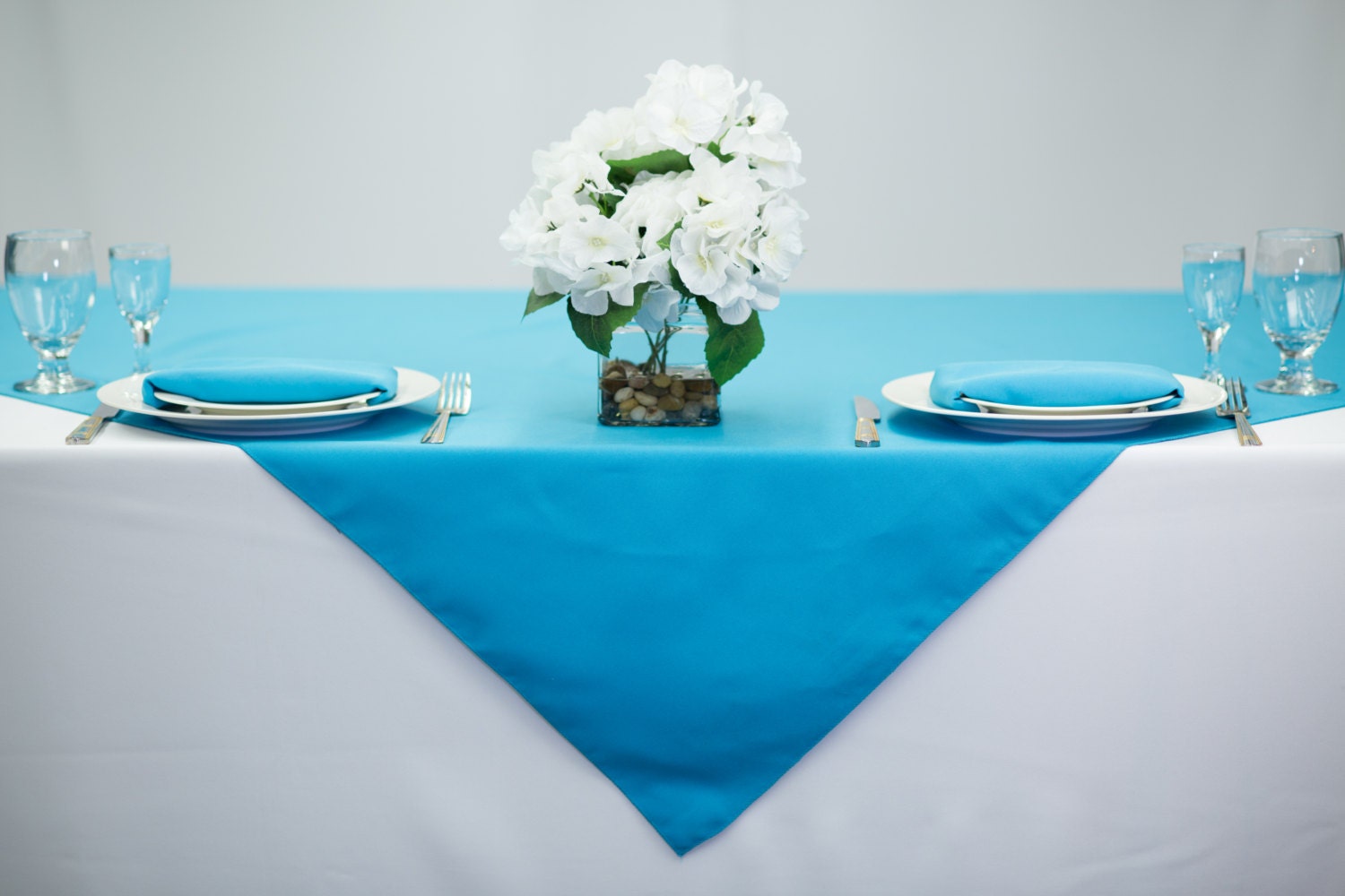 54 Inch Square Turquoise Tablecloth Polyester Wedding Table Etsy