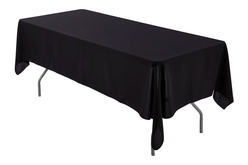60 X 126 Inch Rectangular Black Tablecloth Polyester Wedding Etsy