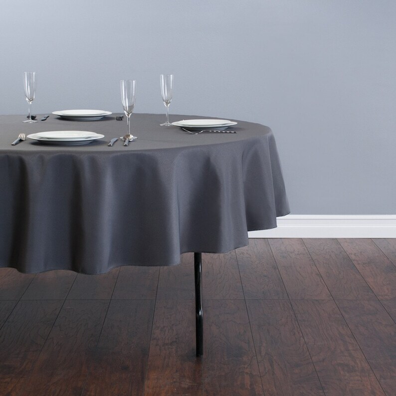 90 inch Round Charcoal Gray Tablecloth Polyester Wedding Etsy
