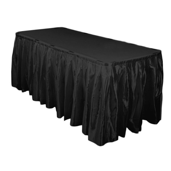 14 ft. Accordion Pleat Satin Table Skirt Black | Wedding Table Skirts