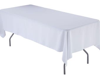 60" x 120" Rectangular White Tablecloth Polyester