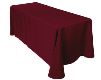 90" x 132" Rectangular Burgundy Tablecloth Polyester | Wedding Tablecloth