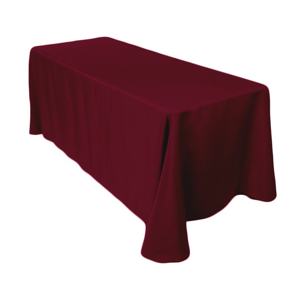 90" x 156" Rectangular Burgundy Tablecloth Polyester | Wedding Tablecloth