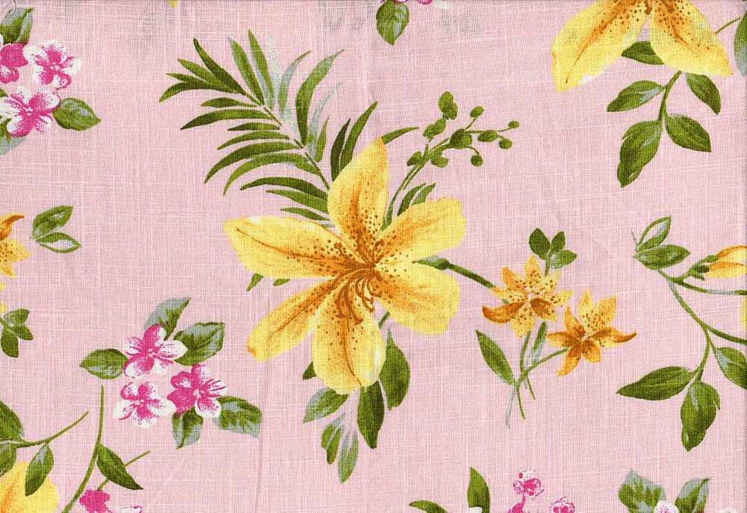 Pink Floral Linen Fabric | Fabric by the Yard 55/56" Width - Etsy